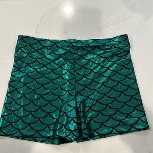 Shiny mermaid bike shorts green size 14/16 girls
